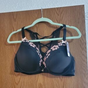 NWT Cacique Black and Pink Lace Women's Bra